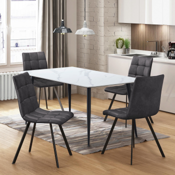 Esstisch ADRIA 130x70 + 4 Stühle BERGEN grau Mikrofaser