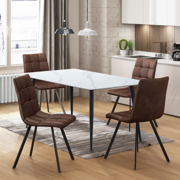 Esstisch ADRIA 140x80 + 4 Stühle BERGEN braun Mikrofaser