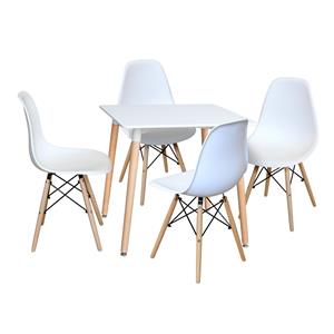 Esstisch 80x80 UNO weiß + 4 Stühle UNO weiß