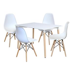 Esstisch 120x80 UNO weiß + 4 Stühle UNO weiß