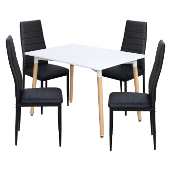 Esstisch ONE 120x80 weiß + 4 Stühle SIGMA schwarz
