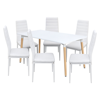 Esstisch ONE 160x90 weiß + 6 Stühle SIGMA weiß