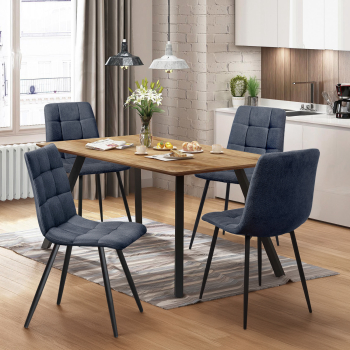 Esstisch 140x80 BERGEN Eiche + 4 Stühle BERGEN grau