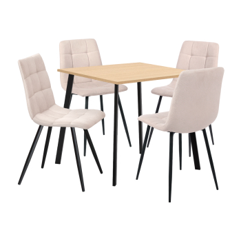 Esstisch 80x80 BERGEN Eiche + 4 Stühle BERGEN beige