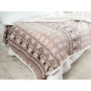 Decke BUFFALO 150x200 grau und weiß geflockt